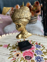 African Lady Face Sculpture Gold