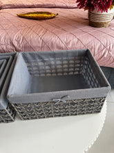 Grey Hand Woven Rattan Storage Baskets
