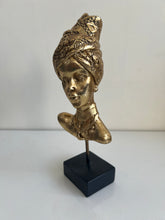 African Lady Face Sculpture Gold 02