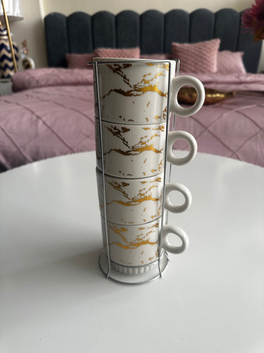 Standing Mugs Set Gold Abstract