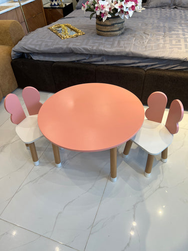 Pink Butterfly Round Table & 2 Chairs