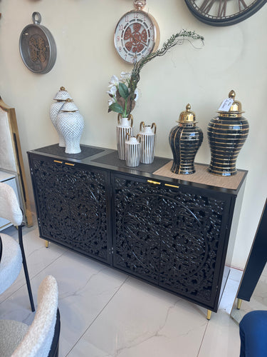 Black Amber carved Side board