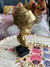 African Lady Face Sculpture Gold