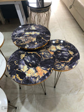 Blue Gold Nesting Table Set Of 3