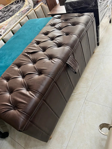 Leather Brown Aster Puffy Storage