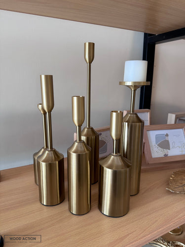 Set Of 6 Gold Candle Stand