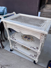 White Cane Wooden Trolley