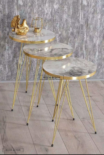 Goldy Nesting Table Set Of 3 Set Round Tables
