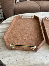 Brown Leather Tray set with design 021