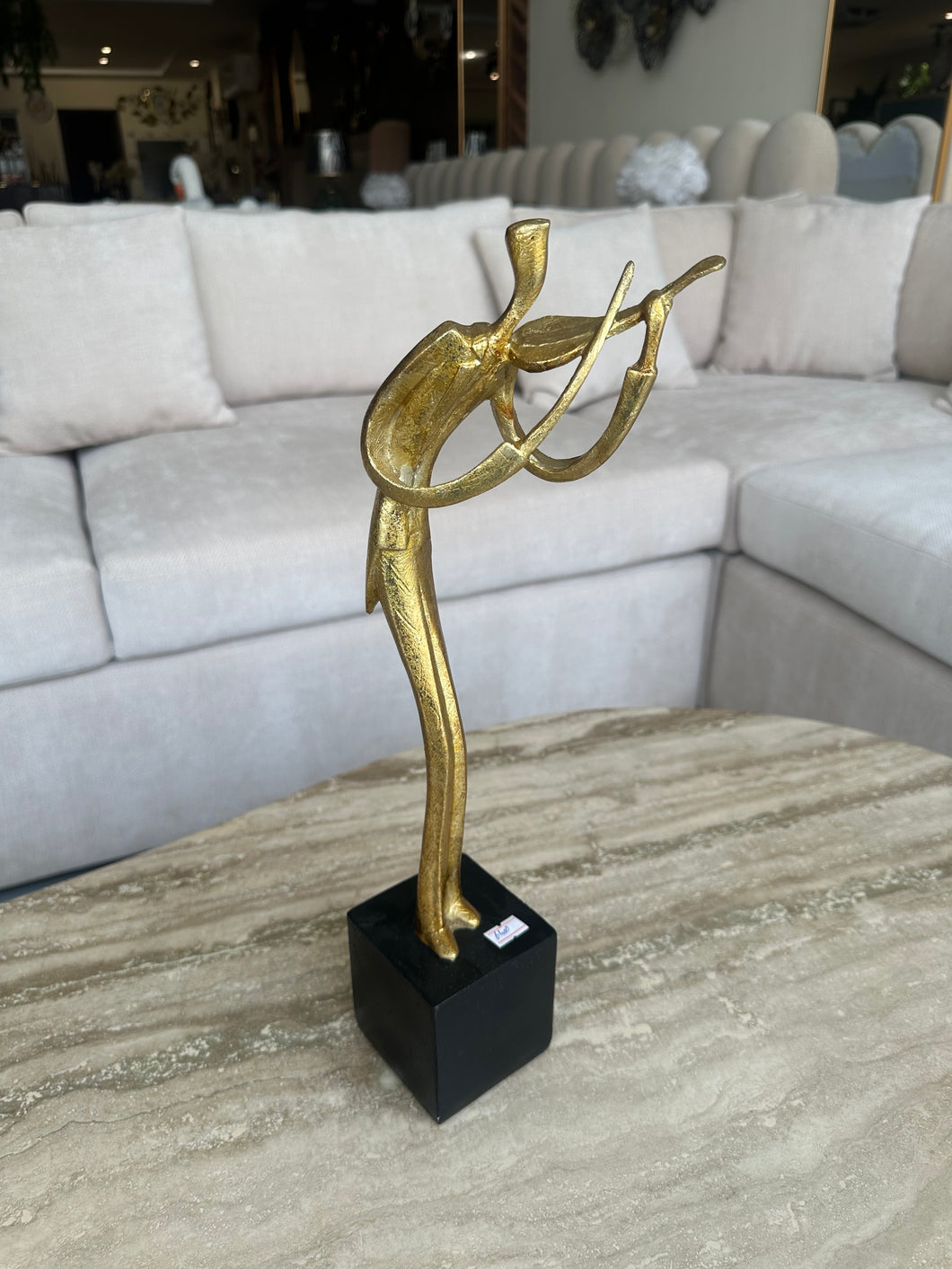 Gold Violin Player Sculpture