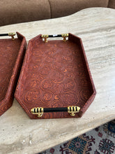 Antique Brown Leather Tray set with design 020