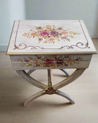 Elisa White Table Hand Painted