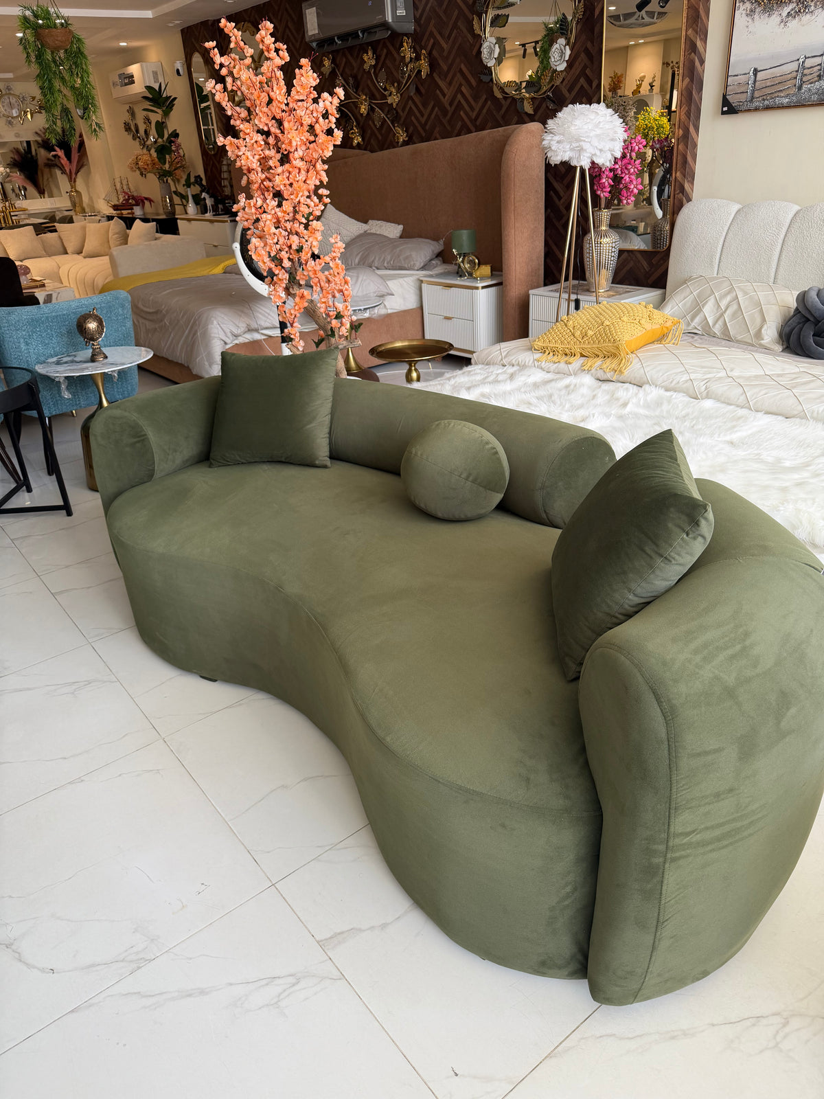 Dark Green Isle curved sofa