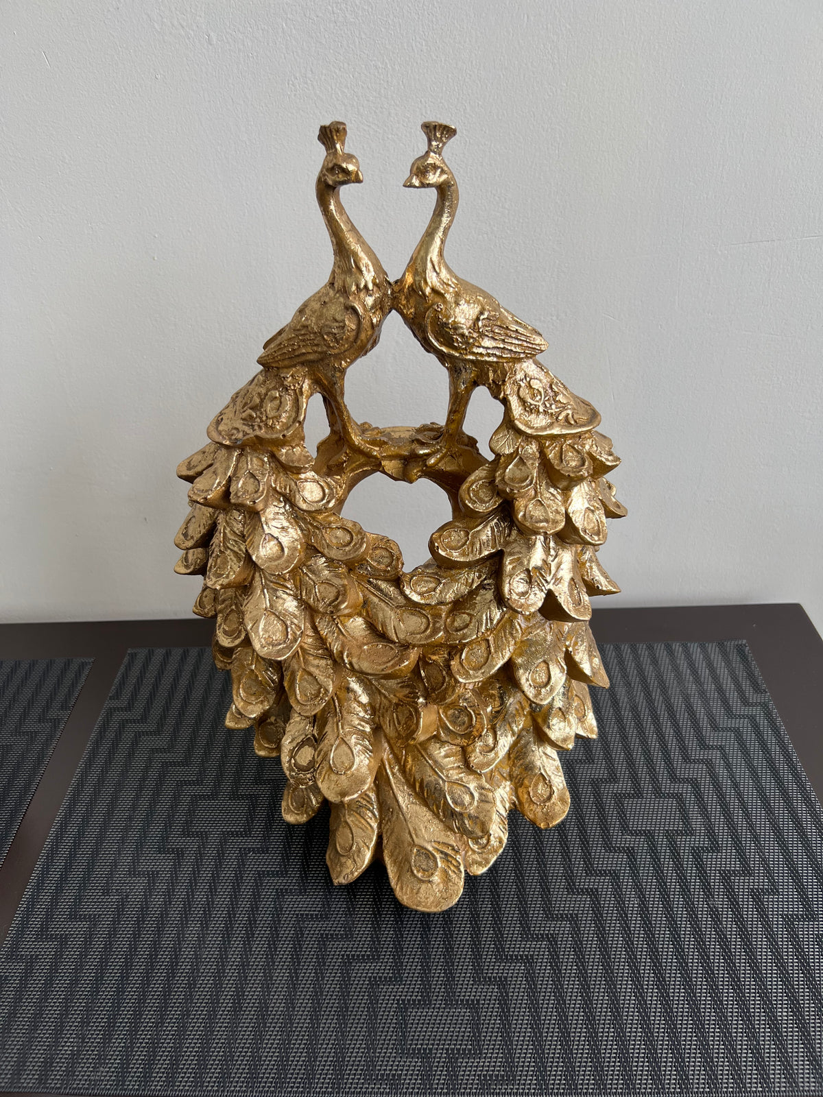 Twin Peacocks Sculpture Gold