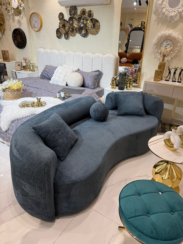 Blue Isle boucle curved sofa