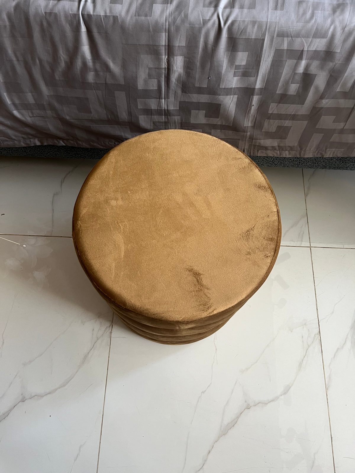 Velvet Premium round Stool Brown 0017
