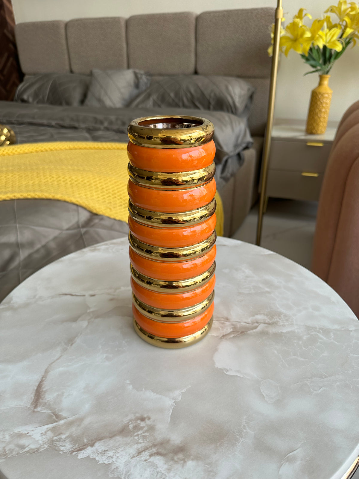 Glass Orange Gold Vase