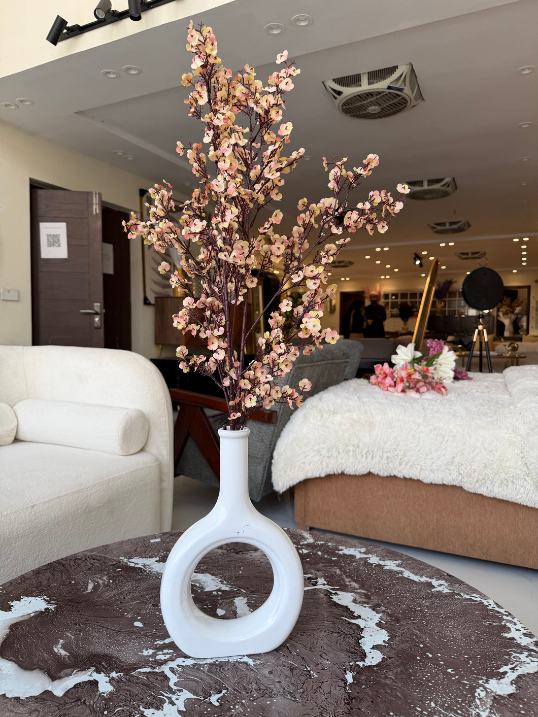 Faux Eucalyptus Spray Beige