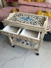 Sofia Blue and white detachable Wooden Trolley