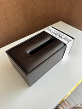 Leather Tissue box dark brown 015