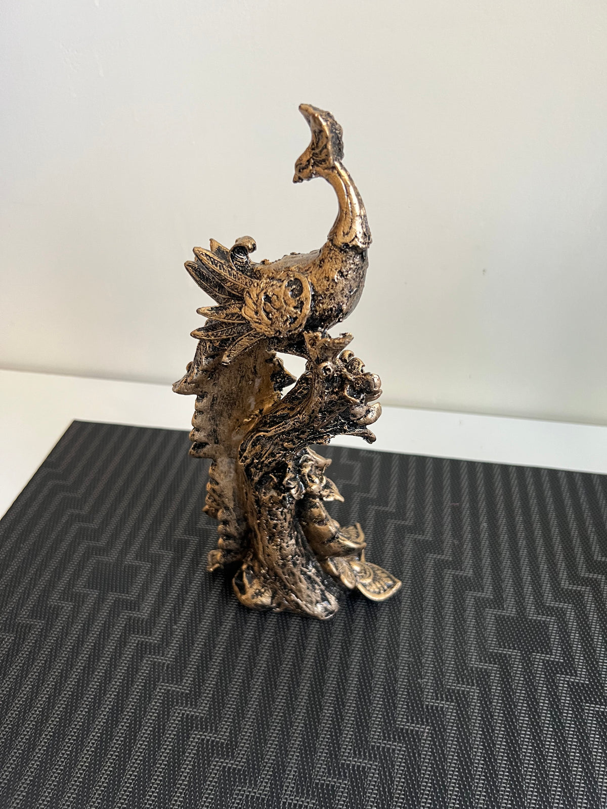 Peacock Sculpture Antique Black 03