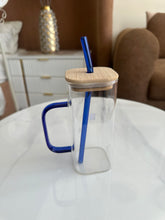 Square glass mug Wooden lids