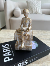 Book Reading Women Sculpture- white antique