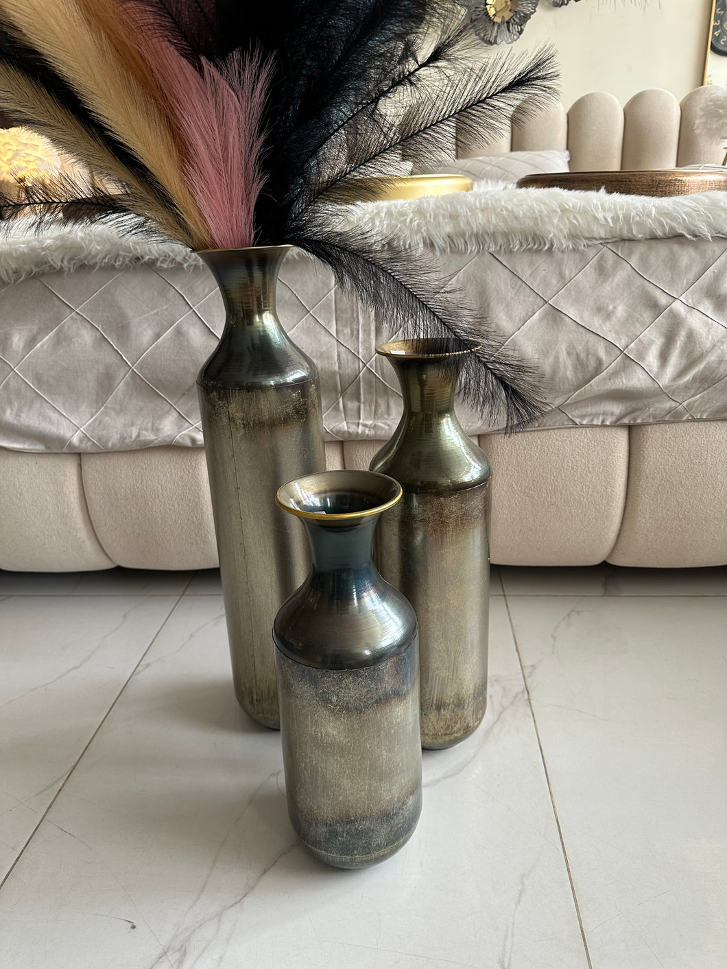 Metallic Floor Vase Black