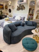 Blue Isle boucle curved sofa