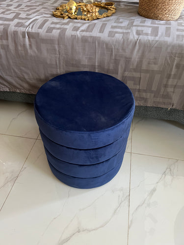Velvet Premium round Stool Blue 0016