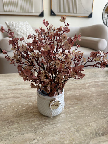 Beige Eucalyptus with White Planter