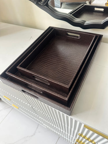 Leather Tray set Dark brown