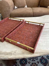 Antique Brown Leather Tray set with design 014