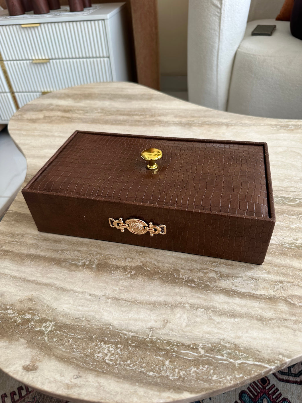 Cutlery Box Leather Brown