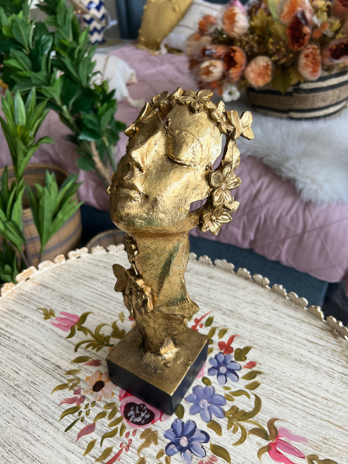 Sleeping Lady Face Sculpture Gold