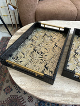 Black Leather Tray set with Gold design 013