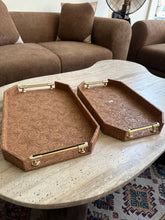 Brown Leather Tray set with design 021
