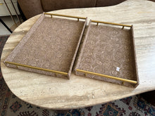 Taupe Leather Tray set with design 018