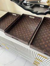 Leather Tray set Printed Brown
