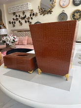 Leather Tissue Box and Dustbin 02