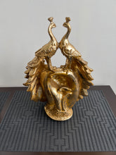 Twin Peacocks Sculpture Gold