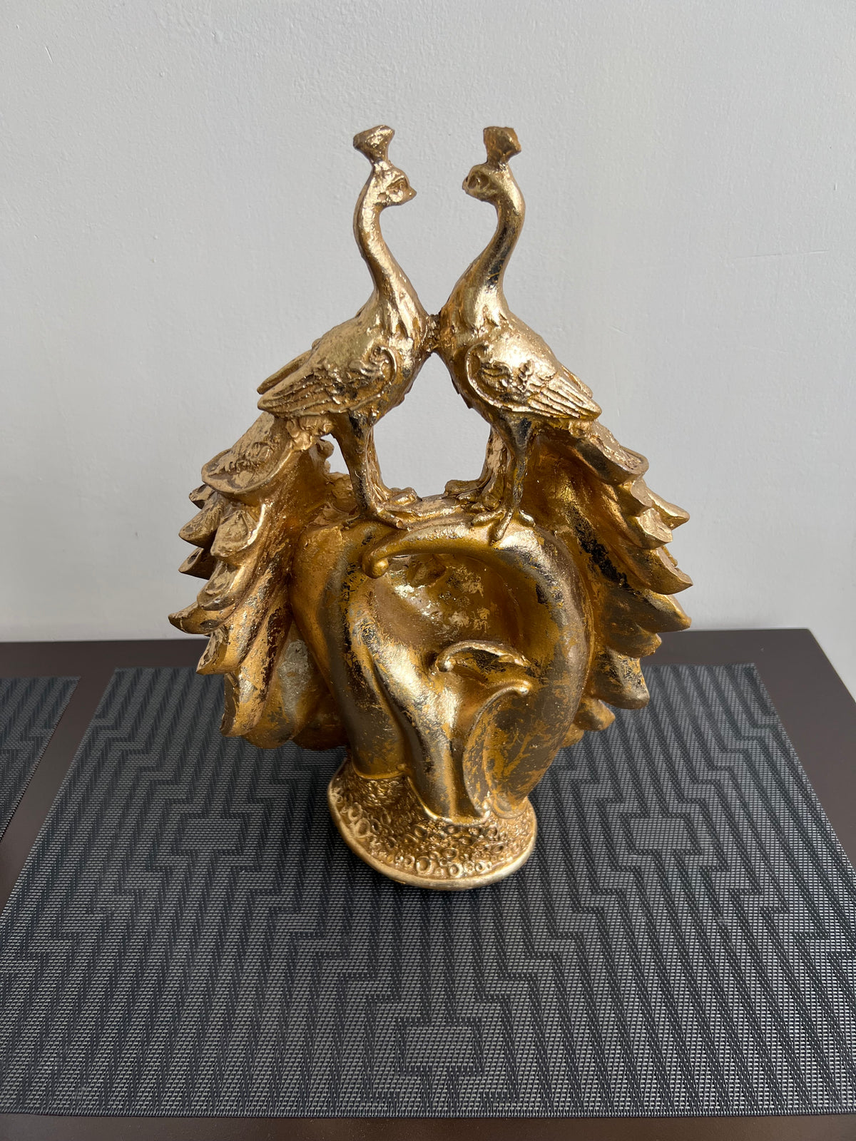 Twin Peacocks Sculpture Gold