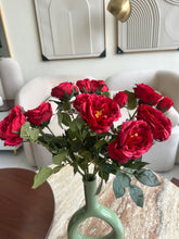 Red Faux Peony Roses Stem