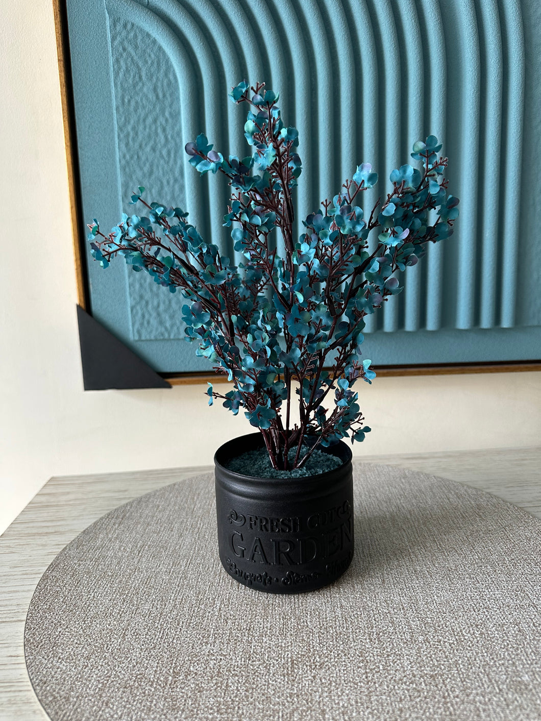 Blue Eucalyptus with Black Planter