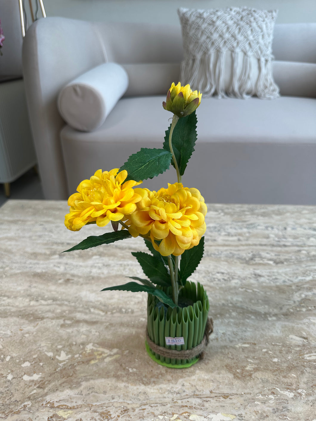 Dahlia Flower Standing Bunch Yellow