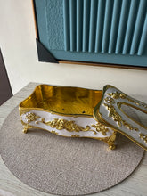 Vintage Tissue Box Gold & White