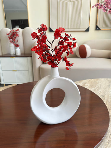 Ceramic Donut Vase White