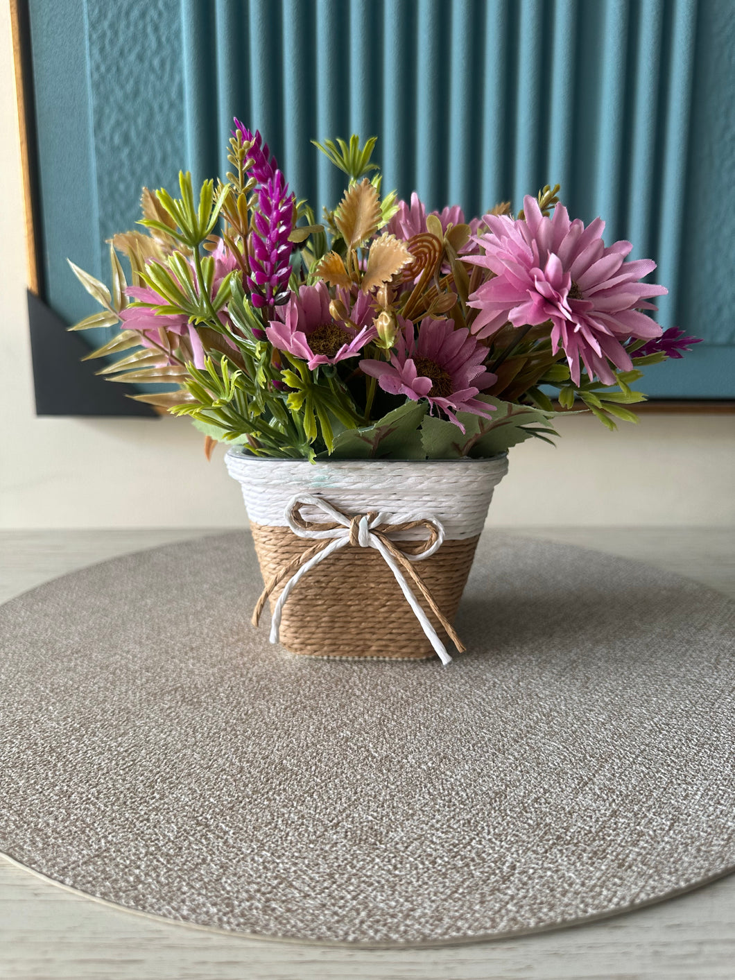 Purple Daisies in Rustic Planter 001