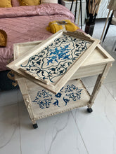 Sofia Blue and white detachable Wooden Trolley