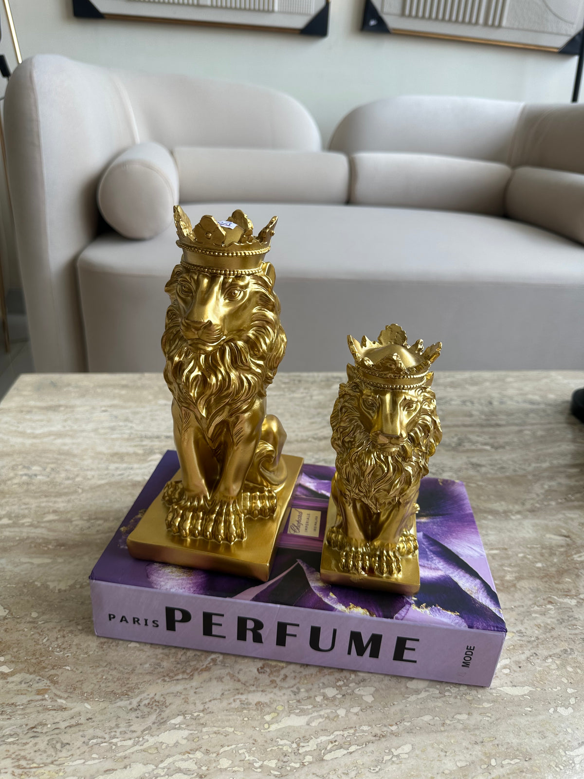 Regal Lion Sculpture Gold